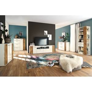 Tv-meubel Vantaa hoogglans wit/eikenhouten look