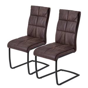 Chaises cantilever Brady (lot de 2) Microfibre / Acier inoxydable - Noir/ Marron