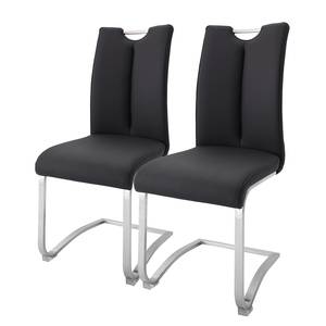 Chaises cantilever Anamela I (lot de 2) Imitation cuir / Acier inoxydable - Argenté - Noir