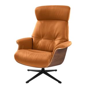 Fauteuil relax Anderson I Cuir véritable Neka : Cognac - Noir - Noyer