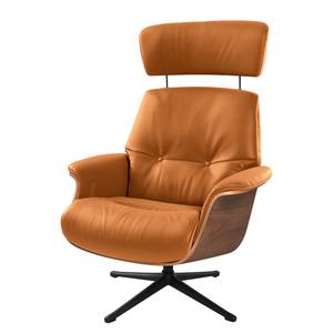 Fauteuil relax Anderson I Cuir véritable Neka : Cognac - Noir - Noyer