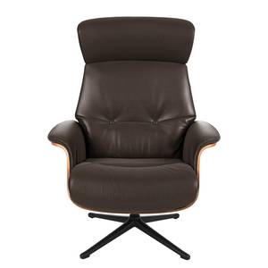 Fauteuil relax Anderson I Cuir véritable Neka : Marron foncé - Noir - Noyer