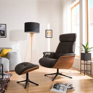 Fauteuil relax Anderson I Cuir véritable Neka : Marron foncé - Noir - Noyer