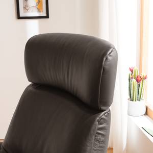 Fauteuil relax Anderson I Cuir véritable Neka : Marron foncé - Noir - Noyer