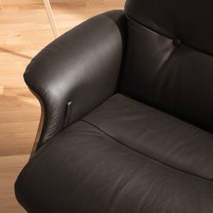 Fauteuil relax Anderson I Cuir véritable Neka : Marron foncé - Noir - Noyer