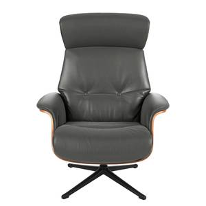 Fauteuil relax Anderson I Cuir véritable Neka : Gris - Noir - Noyer