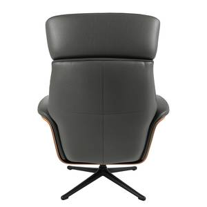 Fauteuil relax Anderson I Cuir véritable Neka : Gris - Noir - Noyer