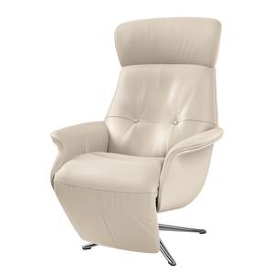 Relaxfauteuil Anderson II Echt leer Neka: Lichtgrijs - Chroomkleurig glanzend - Bedekken