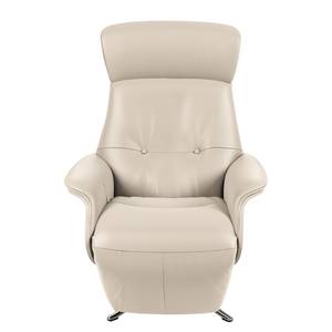 Relaxfauteuil Anderson II Echt leer Neka: Lichtgrijs - Chroomkleurig glanzend - Bedekken