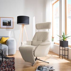 Relaxfauteuil Anderson II Echt leer Neka: Lichtgrijs - Chroomkleurig glanzend - Bedekken