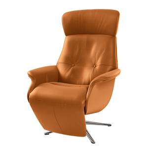 Relaxfauteuil Anderson II Echt leer Neka: Cognackleurig - Chroomkleurig glanzend - Bedekken