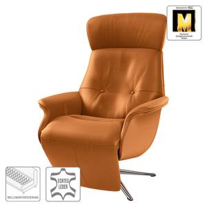 Fauteuil relax Anderson II Cuir véritable Neka : Cognac - Chrome brillant - Couvert