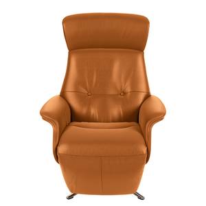 Relaxfauteuil Anderson II Echt leer Neka: Cognackleurig - Chroomkleurig glanzend - Bedekken