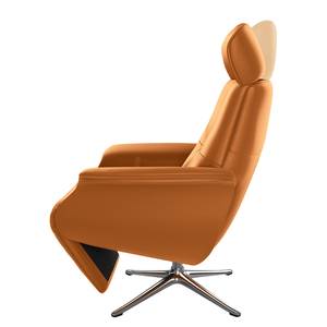 Fauteuil relax Anderson II Cuir véritable Neka : Cognac - Chrome brillant - Couvert