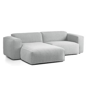 Ecksofa HUDSON 1,5-Sitzer mit Longchair Webstoff Saia: Hellgrau - Longchair davorstehend links