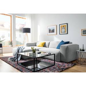 Hoekbank HUDSON 1,5-zits + chaise longue Geweven stof Saia: Lichtgrijs - Longchair vooraanzicht links