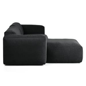 Ecksofa HUDSON 1,5-Sitzer mit Longchair Strukturstoff - Webstoff Saia: Anthrazit - Longchair davorstehend links