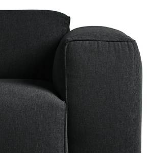 Ecksofa HUDSON 1,5-Sitzer mit Longchair Strukturstoff - Webstoff Saia: Anthrazit - Longchair davorstehend links