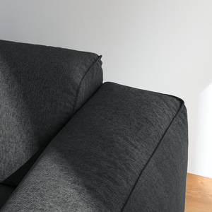 Ecksofa HUDSON 1,5-Sitzer mit Longchair Strukturstoff - Webstoff Saia: Anthrazit - Longchair davorstehend links