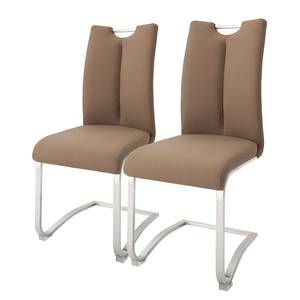 Chaises cantilever Anamela II (lot de 2) Cuir véritable - Marron