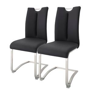 Chaises cantilever Anamela II (lot de 2) Cuir véritable - Noir