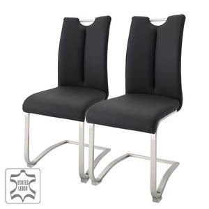 Chaises cantilever Anamela II (lot de 2) Cuir véritable - Noir