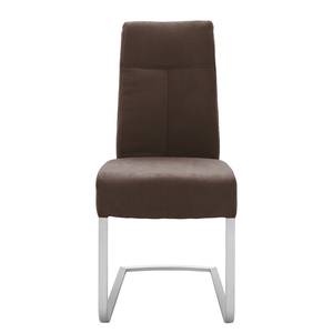 Chaises cantilever Aracala (lot de 2) Microfibre / Acier inoxydable - Argenté - Marron