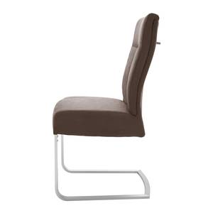 Chaises cantilever Aracala (lot de 2) Microfibre / Acier inoxydable - Argenté - Marron