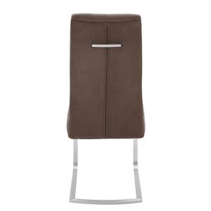 Chaises cantilever Aracala (lot de 2) Microfibre / Acier inoxydable - Argenté - Marron