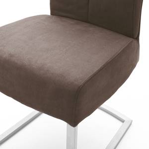 Chaises cantilever Aracala (lot de 2) Microfibre / Acier inoxydable - Argenté - Marron