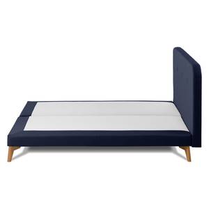 SmoodSpring Bed II Geweven stof/massief eikenhout - Donkerblauw - 160 x 200cm