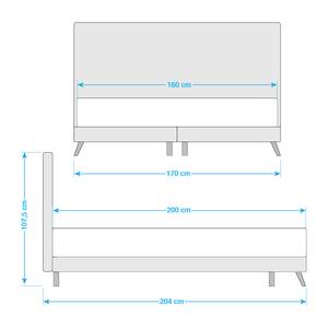 SmoodSpring Bed II Geweven stof/massief eikenhout - Donkerblauw - 160 x 200cm