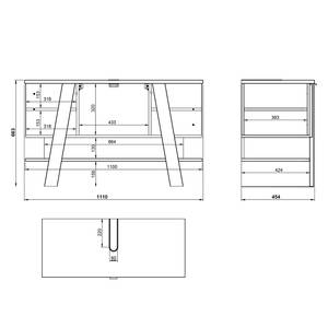 Meuble sous lavabo Novolino Blanc mat / Imitation chêne de Navarre - Blanc mat