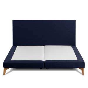 SmoodSpring Bed I Geweven stof/massief eikenhout - donkerblauw - Donkerblauw - 200 x 200cm