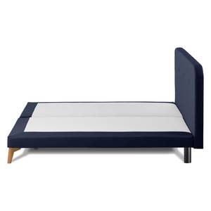 SmoodSpring Bed II Geweven stof/massief eikenhout - Donkerblauw - 200 x 200cm