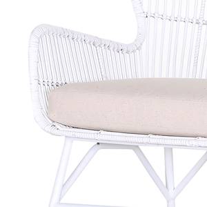 Fauteuil en rotin Candela (avec coussin d’assise) - Rotin / Métal - Blanc