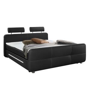 Lit boxspring Langholm Imitation cuir - Noir