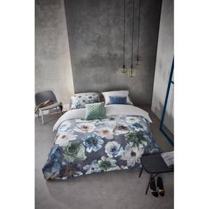 Parure de lit en satin mako Composer Coton - Bleu / Gris - 260 x 200/220 cm + 2 oreillers 70 x 60 cm