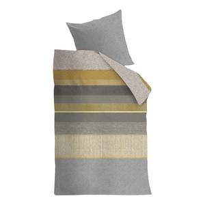 Parure de lit en satin mako Bodhi Coton - Jaune / Gris - 135 x 200 cm + oreiller 80 x 80 cm