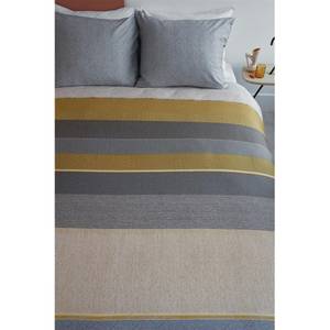 Parure de lit en satin mako Bodhi Coton - Jaune / Gris - 135 x 200 cm + oreiller 80 x 80 cm