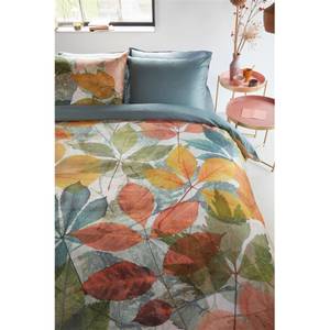 Parure de lit en satin mako Leafage Coton - Multicolore - 155 x 200 cm + oreiller 80 x 80 cm