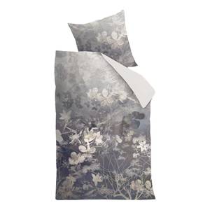 Parure de lit en satin mako Misty Floral Coton - Gris - 155 x 200 cm + oreiller 80 x 80 cm