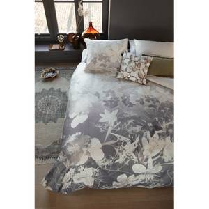 Parure de lit en satin mako Misty Floral Coton - Gris - 155 x 200 cm + oreiller 80 x 80 cm