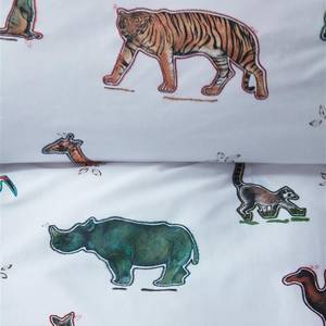 Renforce Bettwäsche KIDS Zoo Baumwollstoff - Weiß - 135 x 200 cm + Kissen 80 x 80 cm