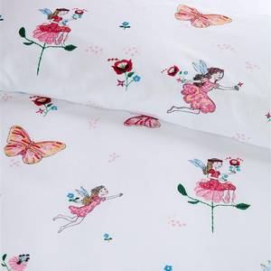 Renforcé beddengoed KIDS Butterfly Katoen - wit/roze - 120x150cm + kussen 70x60cm