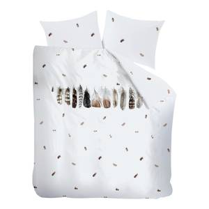 Parure de lit Wild Feathers Coton - Blanc - 200 x 200/220 cm + 2 oreillers 70 x 60 cm