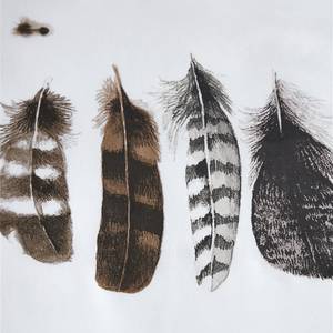 Parure de lit Wild Feathers Coton - Blanc - 140 x 200/220 cm + oreiller 70 x 60 cm