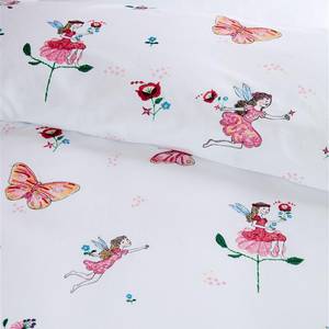Renforcé beddengoed KIDS Butterfly Katoen - wit/roze - 135x200cm + kussen 80x80cm