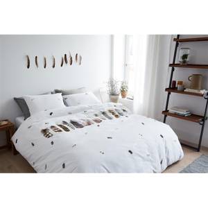 Parure de lit Wild Feathers Coton - Blanc - 135 x 200 cm + oreiller 80 x 80 cm