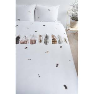 Renforcé beddengoed Wild Feathers Katoen - wit - 135x200cm + kussen 80x80cm